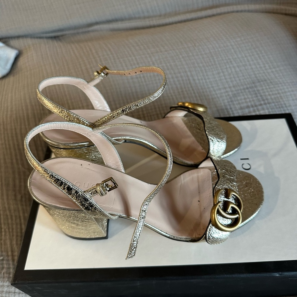 Gucci metallic gold sandals size 36